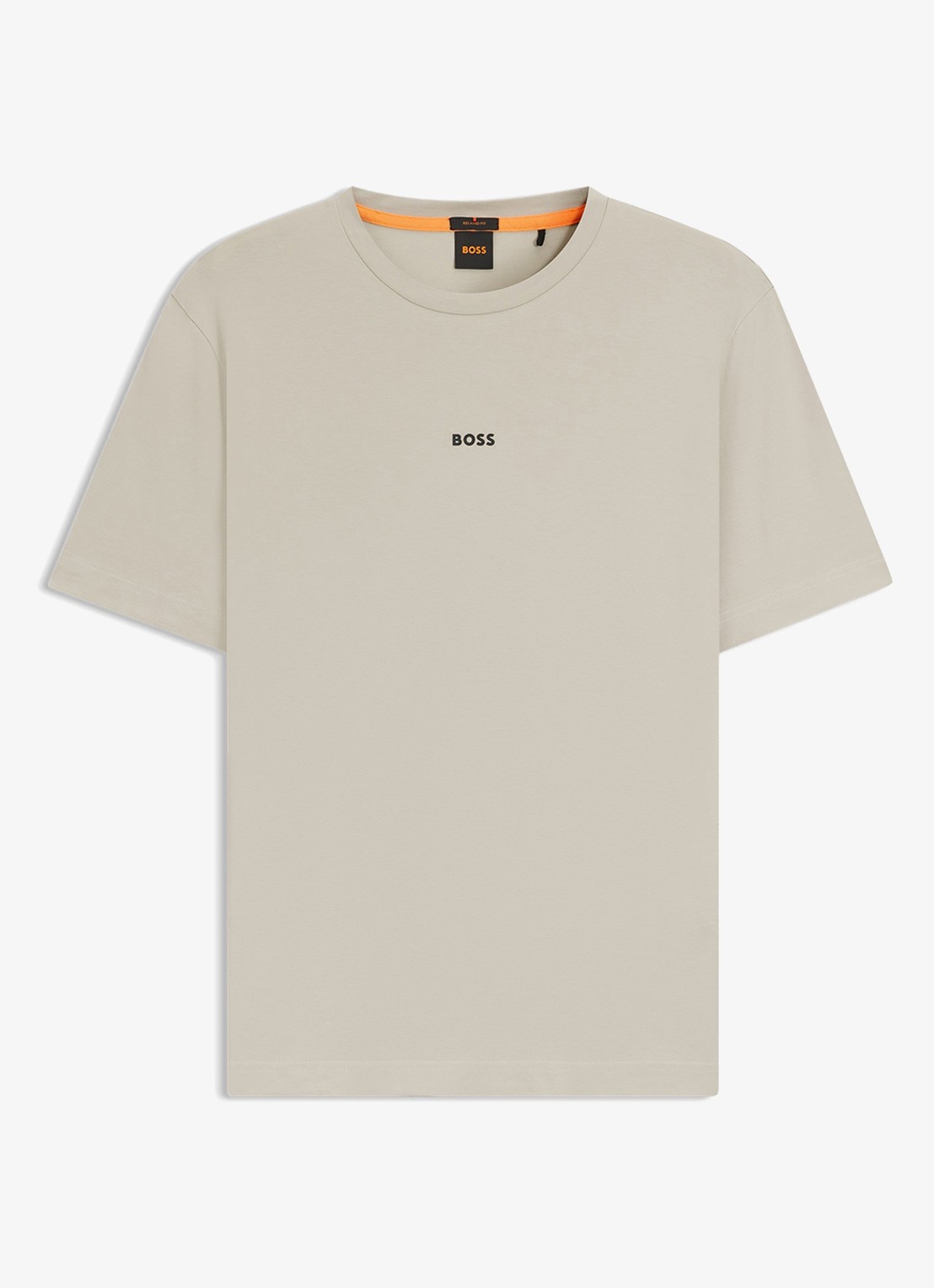 BOSS T-shirt van stretchkatoen met contrastlogo - voorkant light beige-271 / beige
