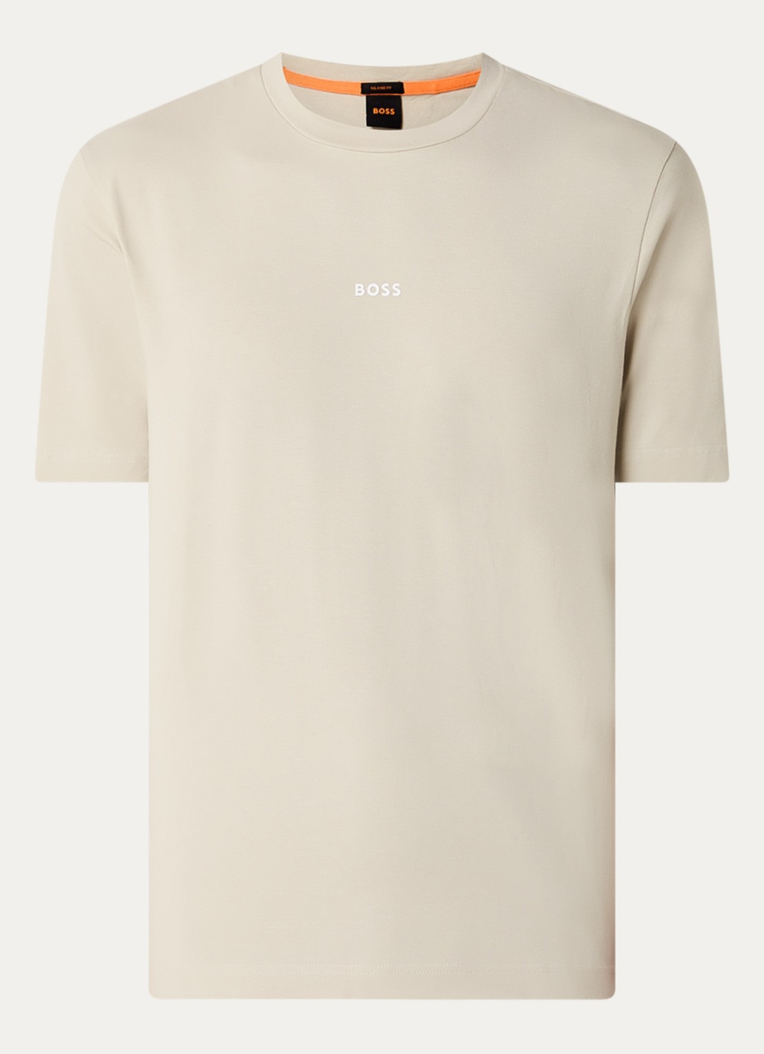 BOSS T-shirt van stretchkatoen met contrastlogo - voorkant 3 light beige-271 / beige