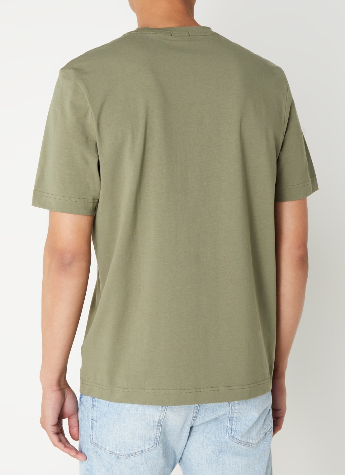 BOSS T-shirt van stretchkatoen met contrastlogo - achterkant 2 open green-349 / groen