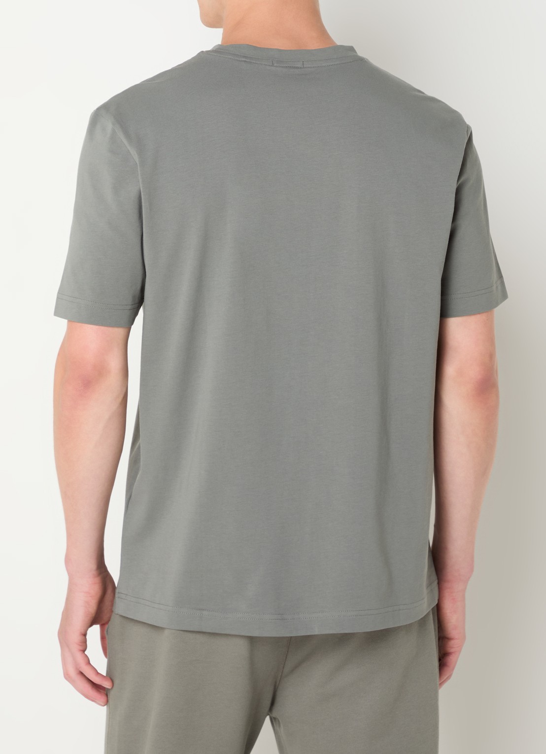 BOSS T-shirt van stretchkatoen met contrastlogo - achterkant 4 olijfgroen