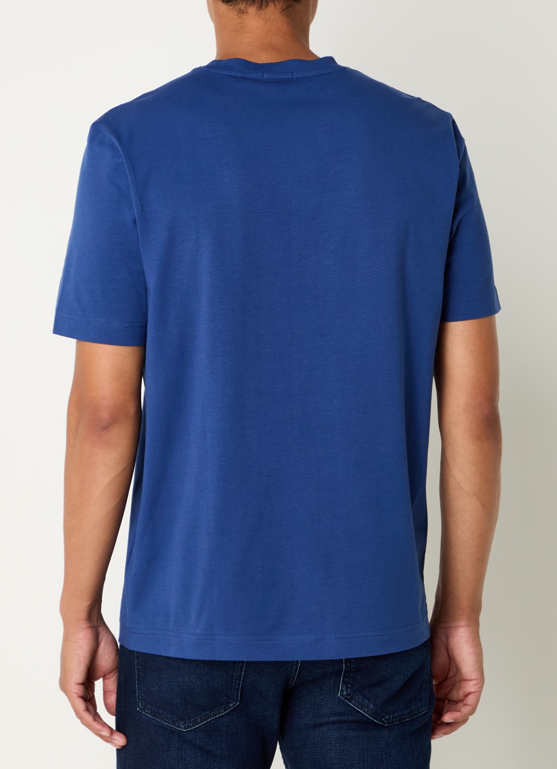 BOSS T-shirt van stretchkatoen met contrastlogo - achterkant open blue-494 / blauw