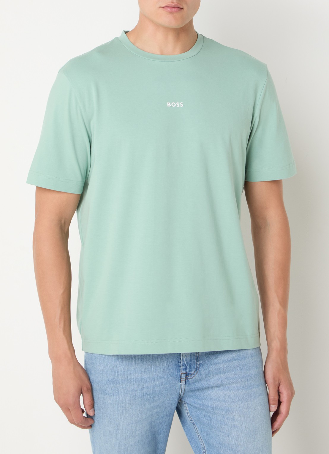 BOSS T-shirt van stretchkatoen met contrastlogo - detail 4 light/pastel green-339 / groen