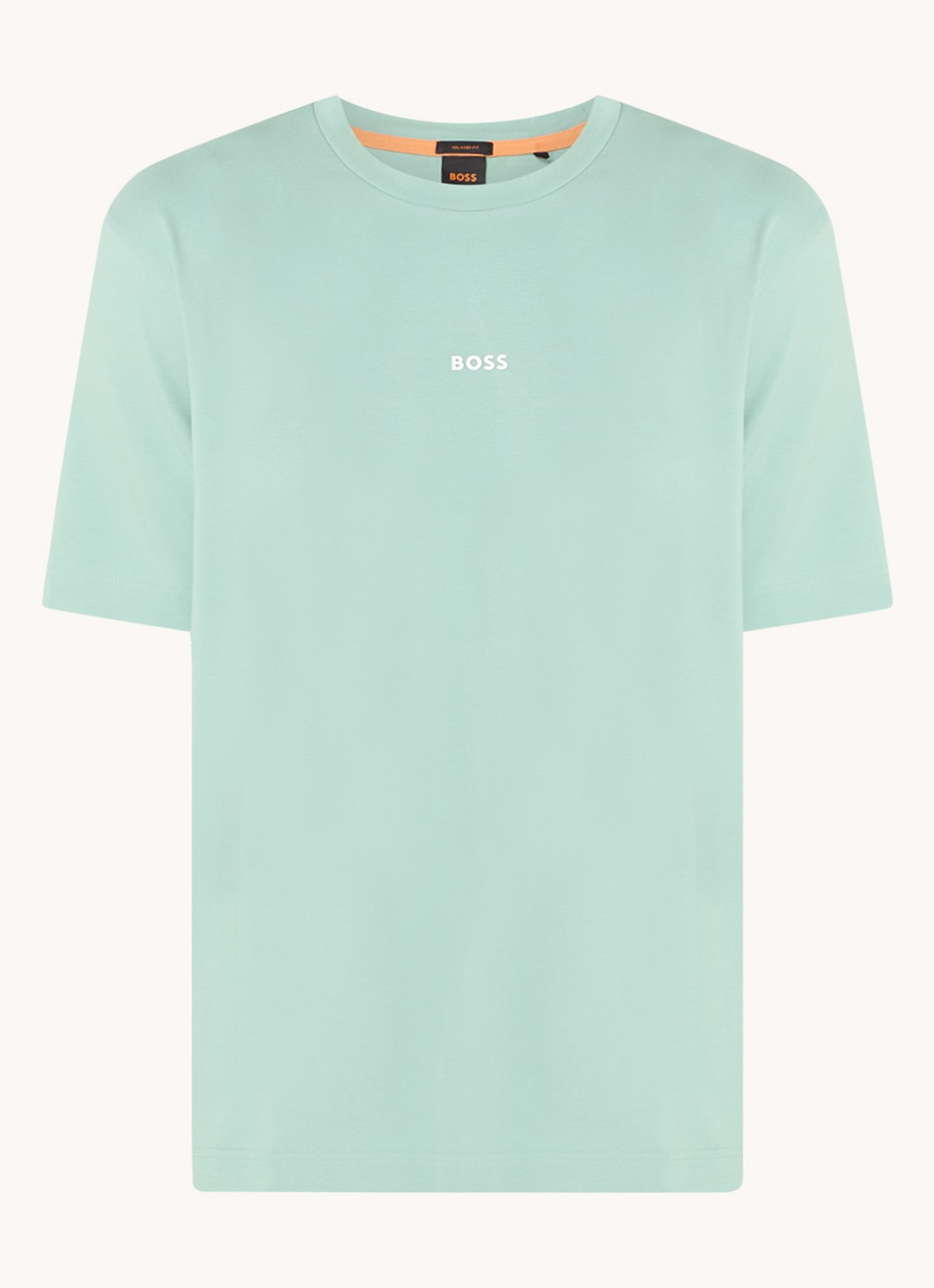 BOSS T-shirt van stretchkatoen met contrastlogo - voorkant 2 light/pastel green-339 / groen
