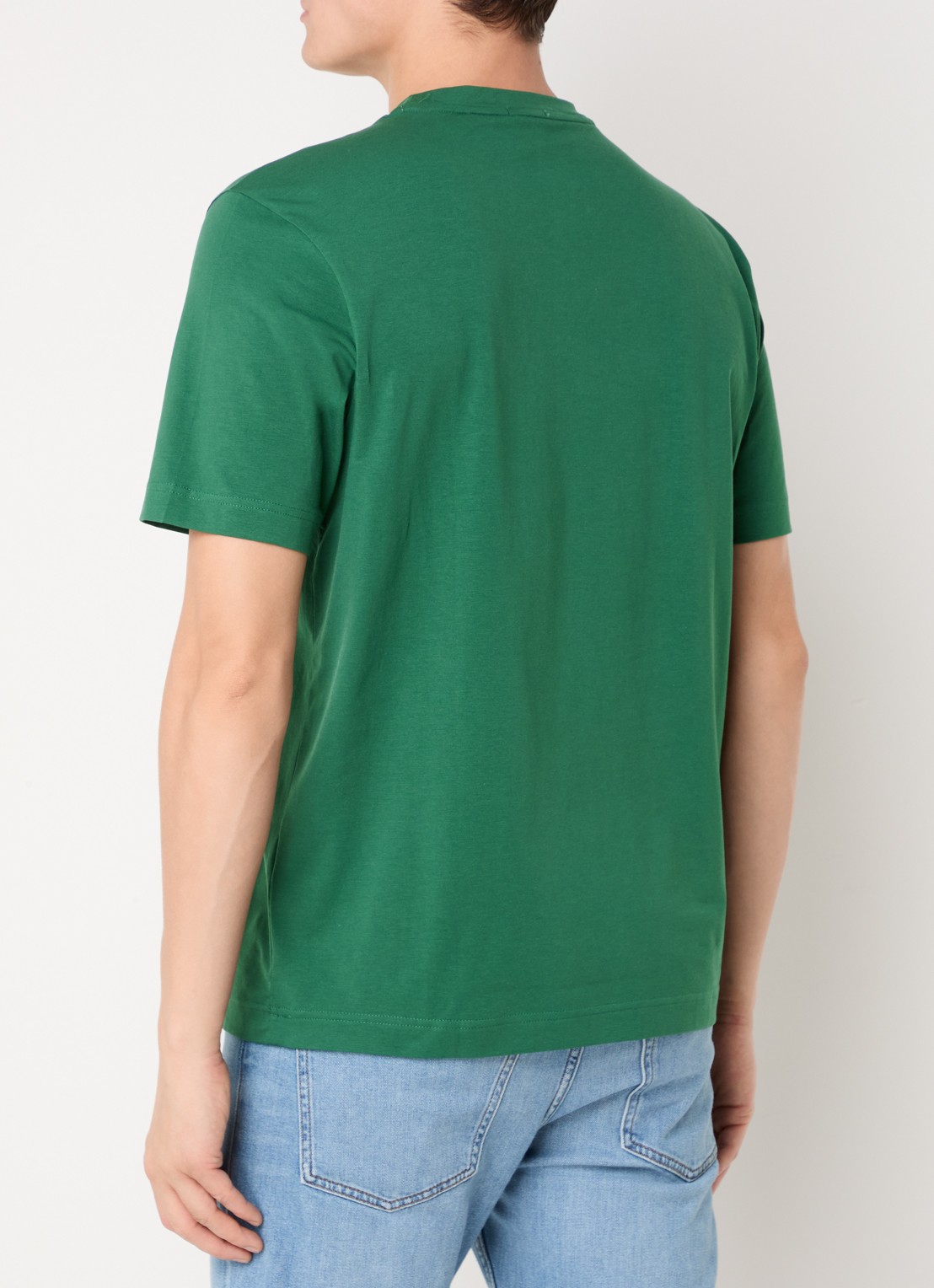 BOSS T-shirt van stretchkatoen met contrastlogo - achterkant open green-343 / groen