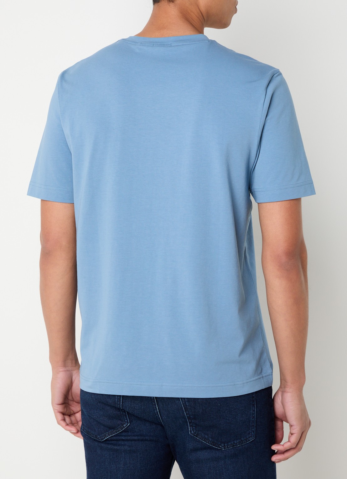 BOSS T-shirt van stretchkatoen met contrastlogo - achterkant 4 light/pastel blue-459 / blauw