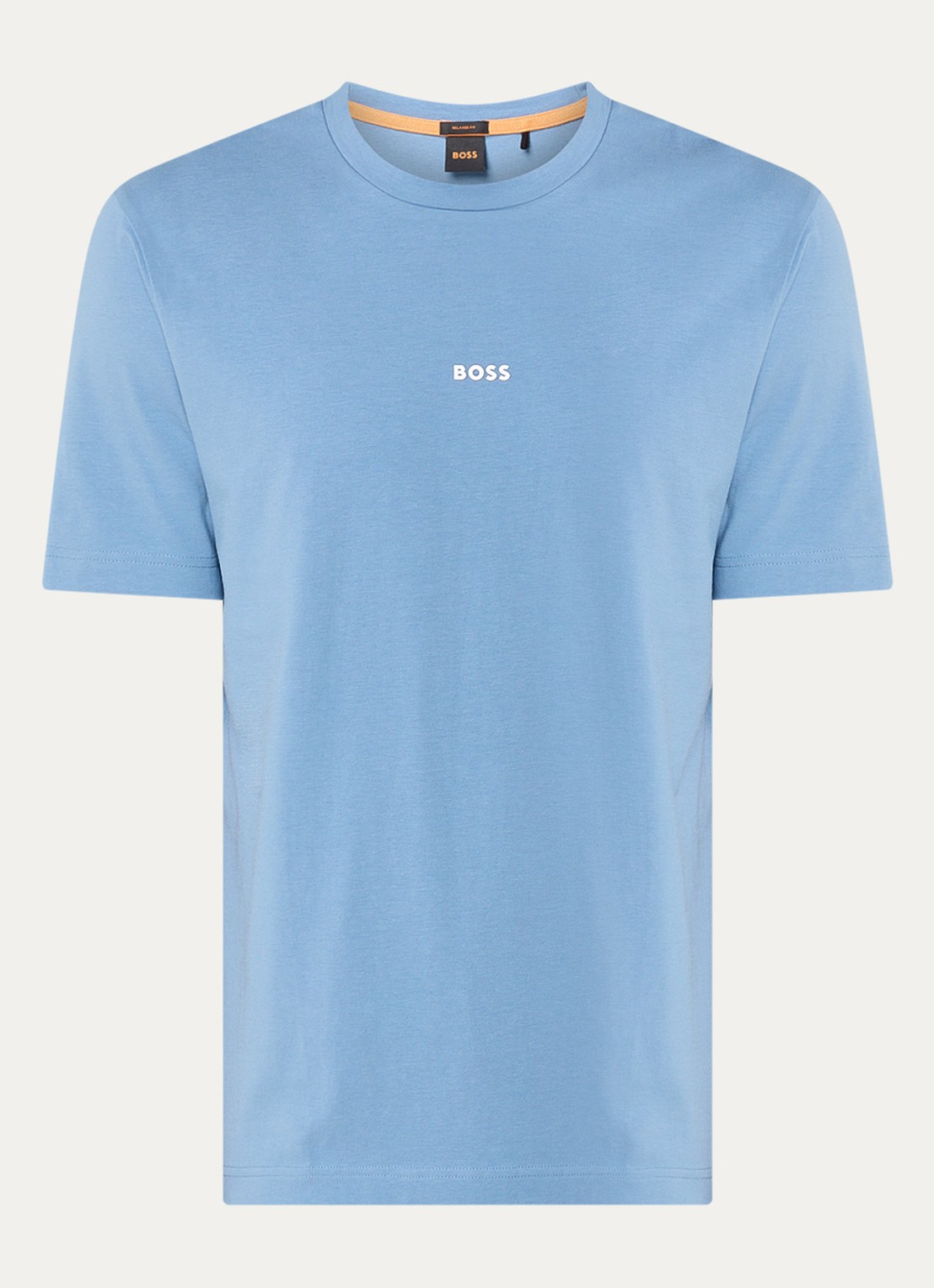 BOSS T-shirt van stretchkatoen met contrastlogo - voorkant light/pastel blue-459 / blauw