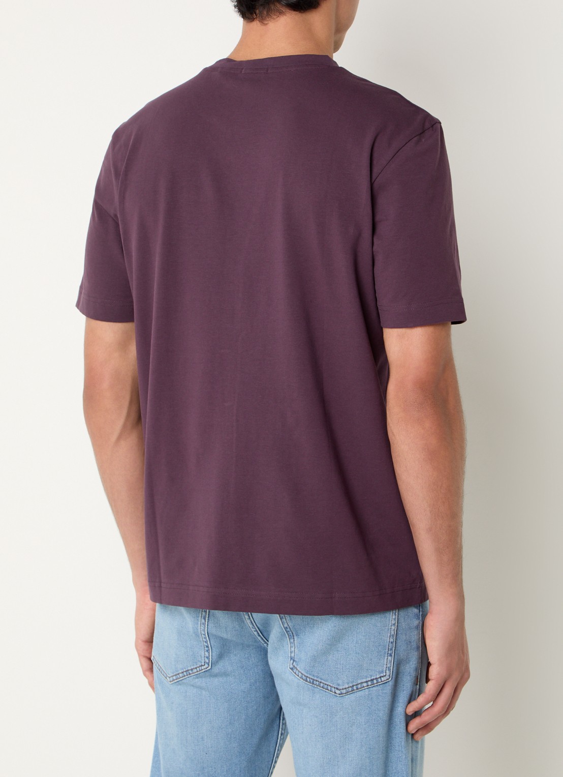 BOSS T-shirt van stretchkatoen met contrastlogo - achterkant 2 open purple-543 / paars