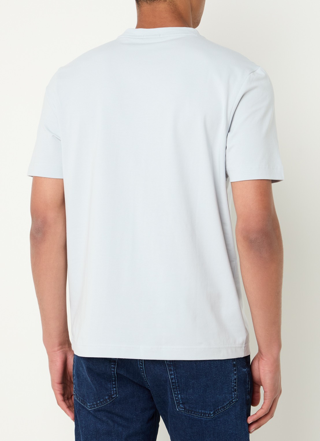 BOSS T-shirt van stretchkatoen met contrastlogo - achterkant light/pastel grey-053 / grijs