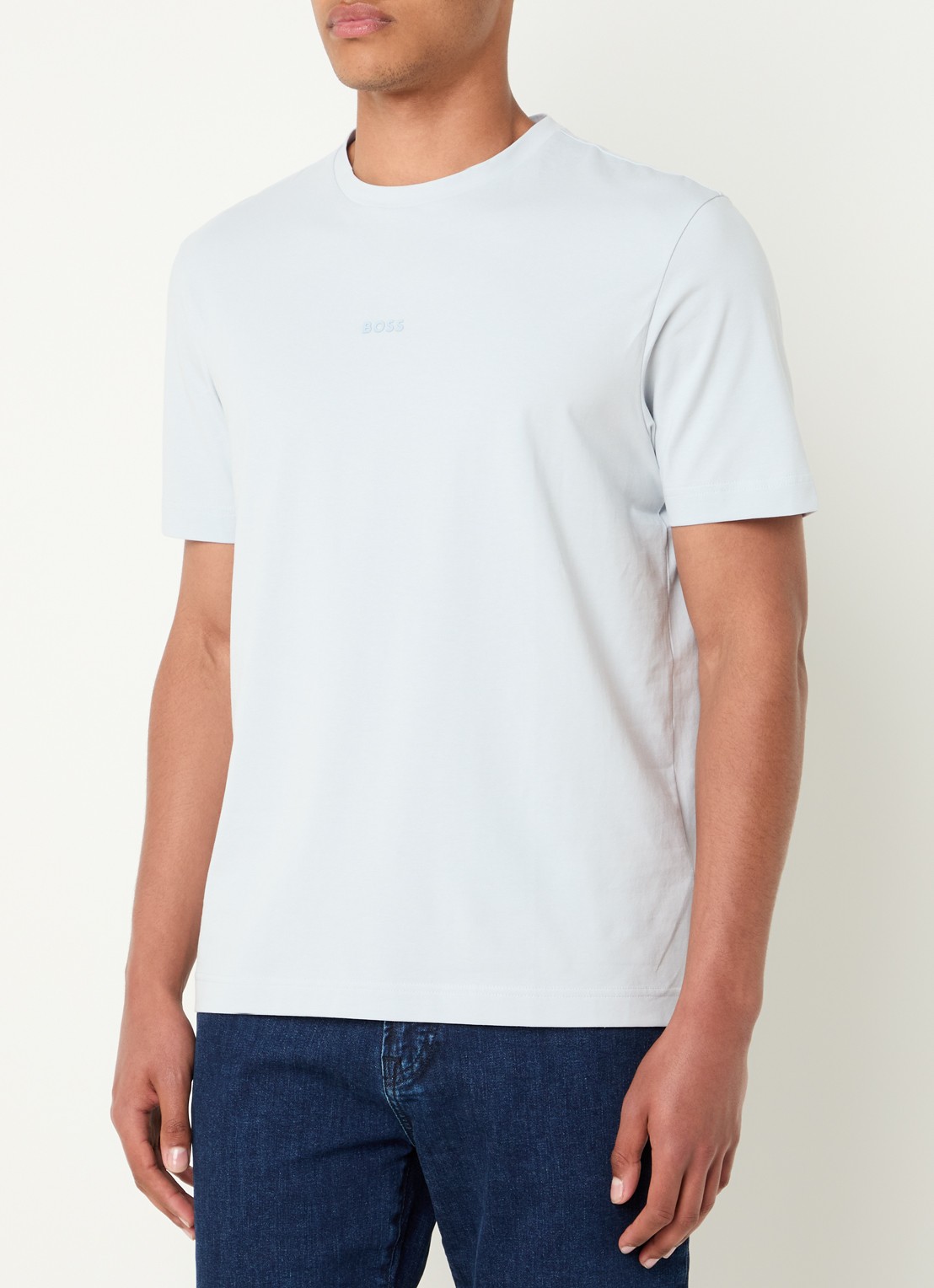 BOSS T-shirt van stretchkatoen met contrastlogo - detail 2 light/pastel grey-053 / grijs