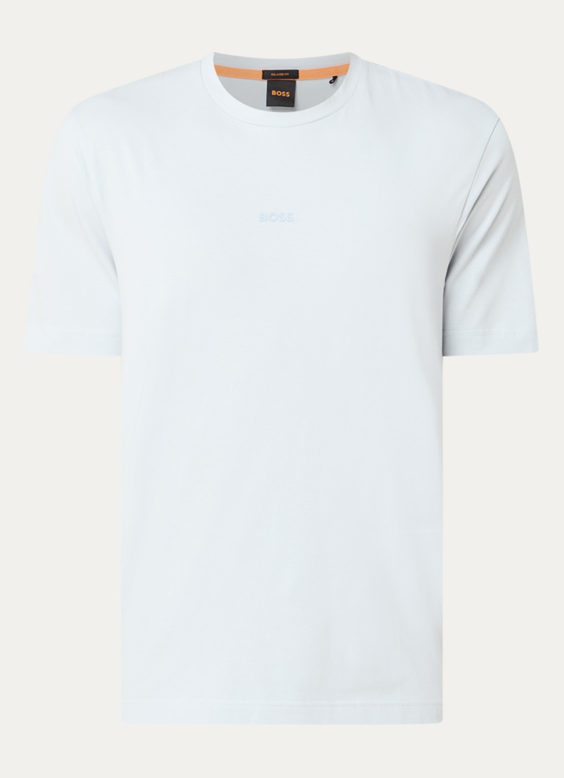 BOSS T-shirt van stretchkatoen met contrastlogo - voorkant 3 light/pastel grey-053 / grijs