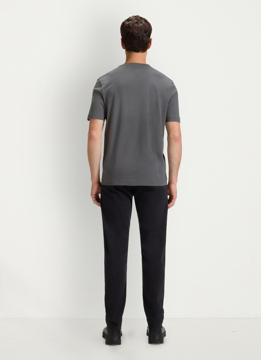 BOSS T-shirt van stretchkatoen met contrastlogo - achterkant open grey-062 / grijs
