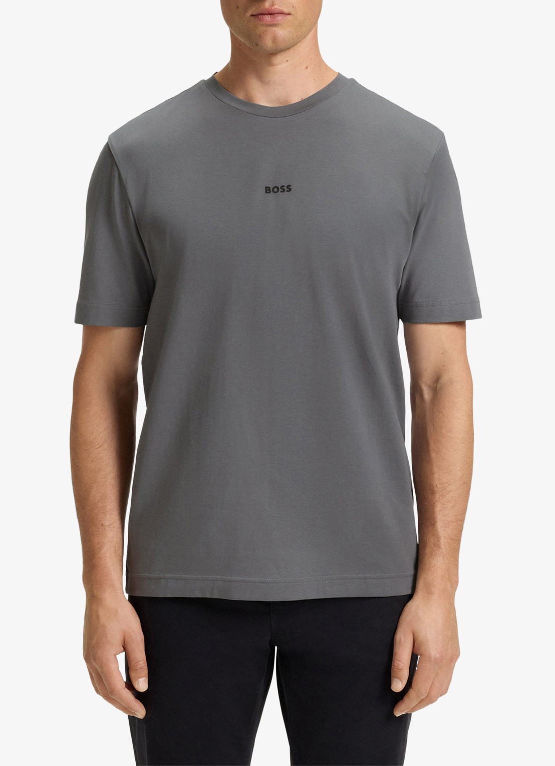 BOSS T-shirt van stretchkatoen met contrastlogo - detail 4 open grey-062 / grijs