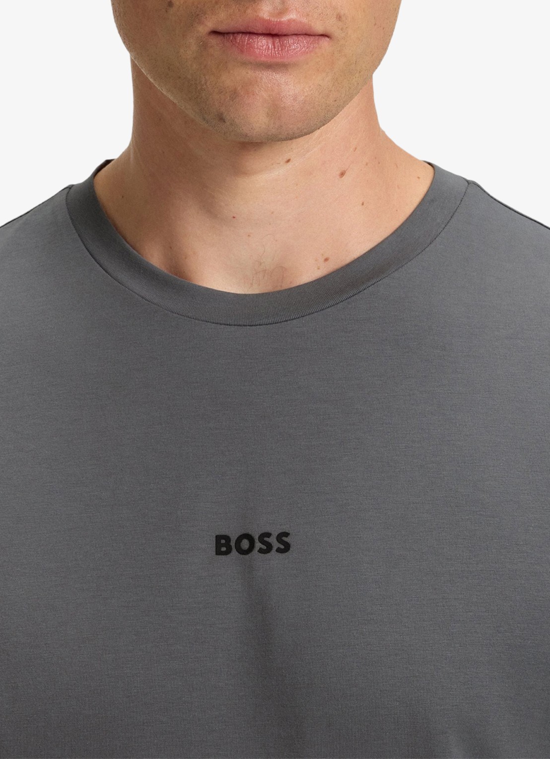 BOSS T-shirt van stretchkatoen met contrastlogo - detail 5 open grey-062 / grijs