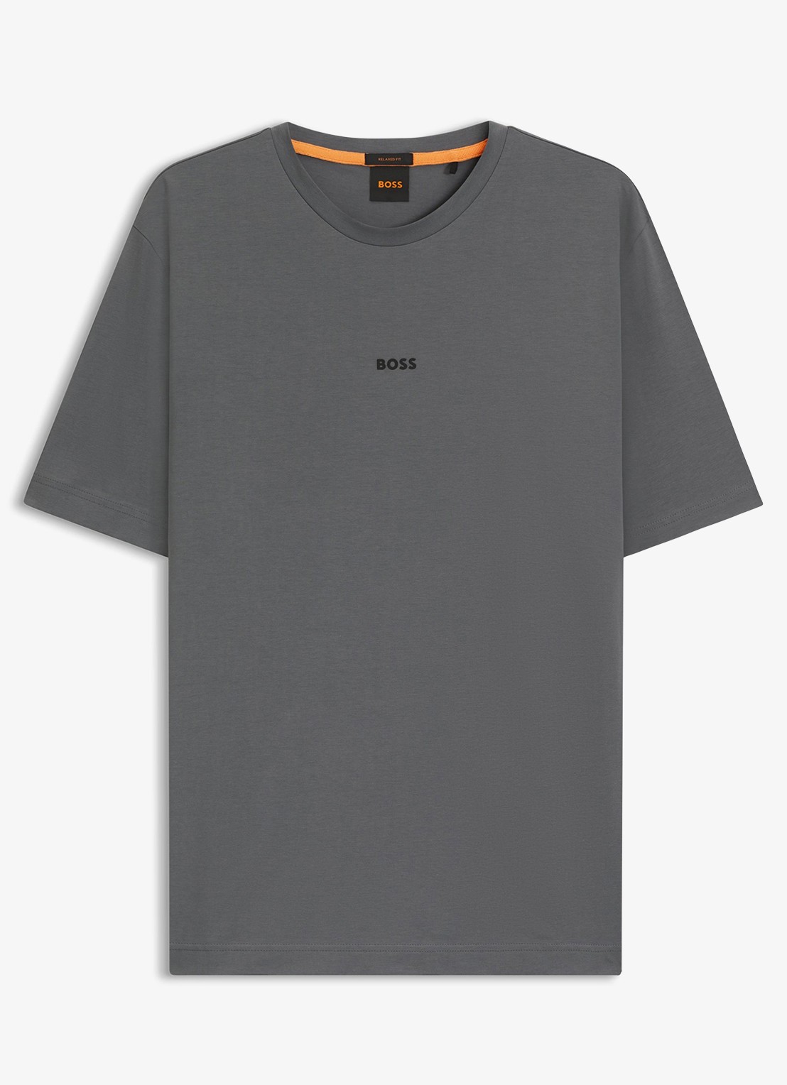 BOSS T-shirt van stretchkatoen met contrastlogo - voorkant 2 open grey-062 / grijs