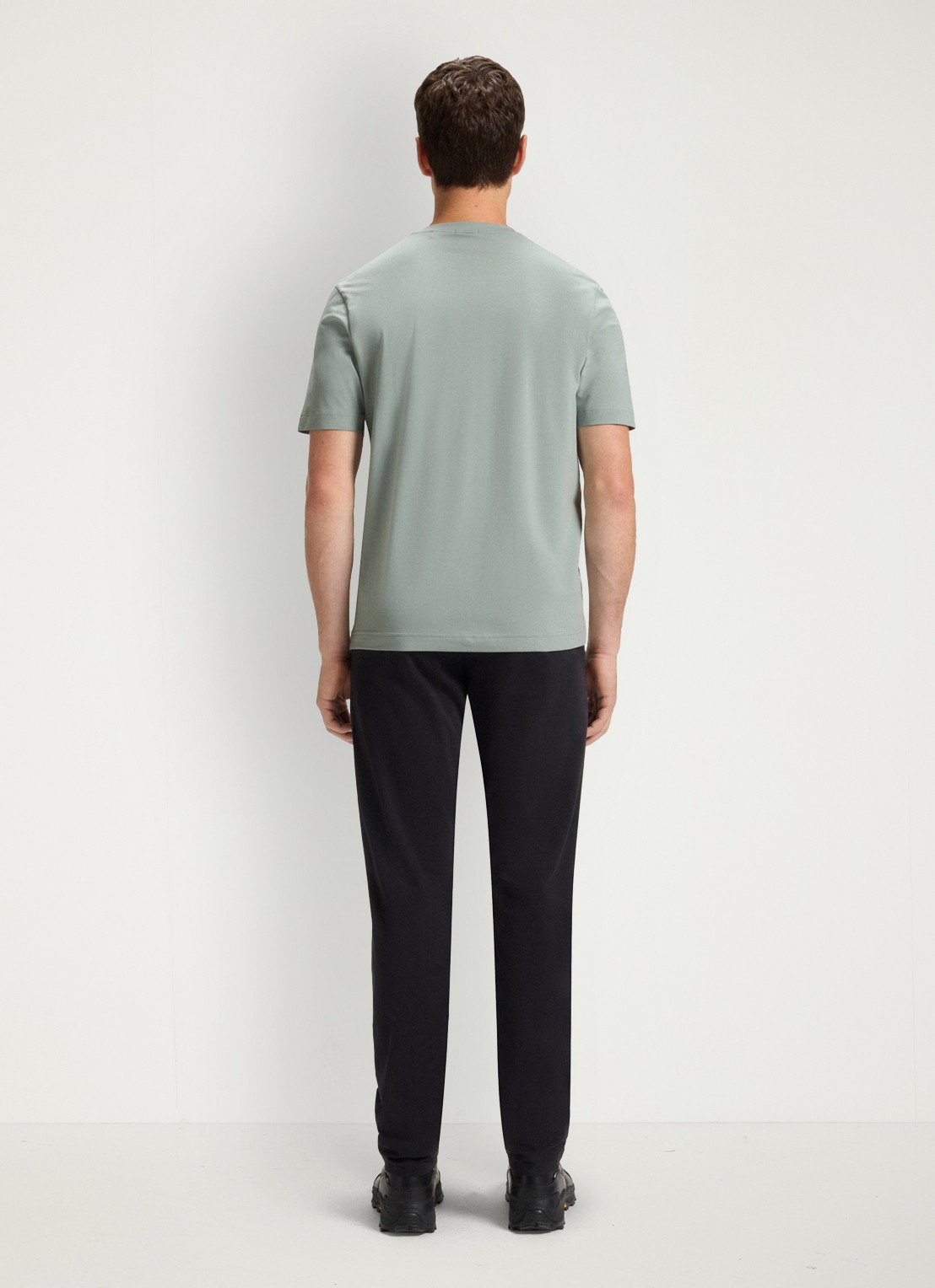 BOSS T-shirt van stretchkatoen met contrastlogo - achterkant open green-351 / groen