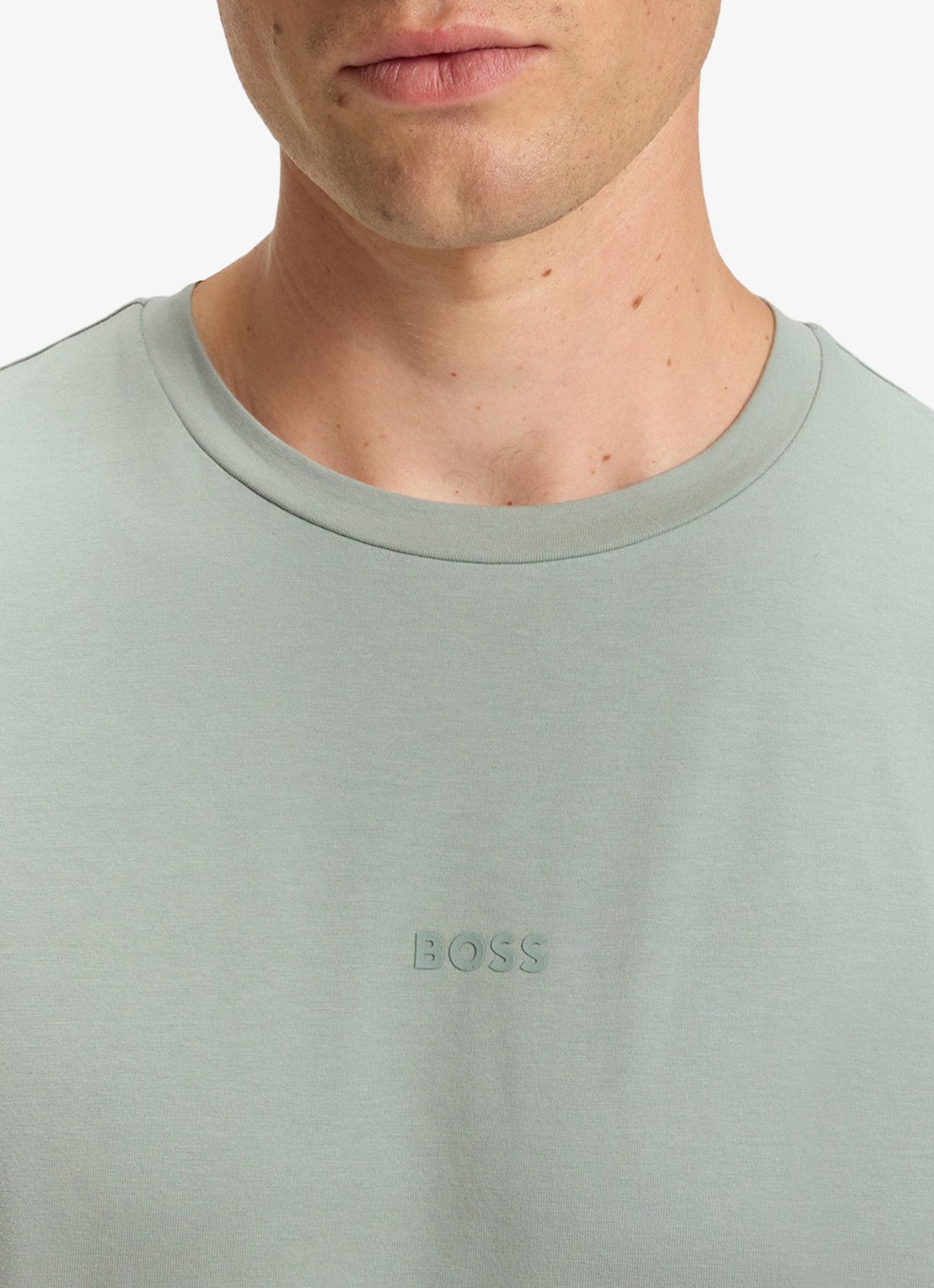 BOSS T-shirt van stretchkatoen met contrastlogo - detail 5 open green-351 / groen