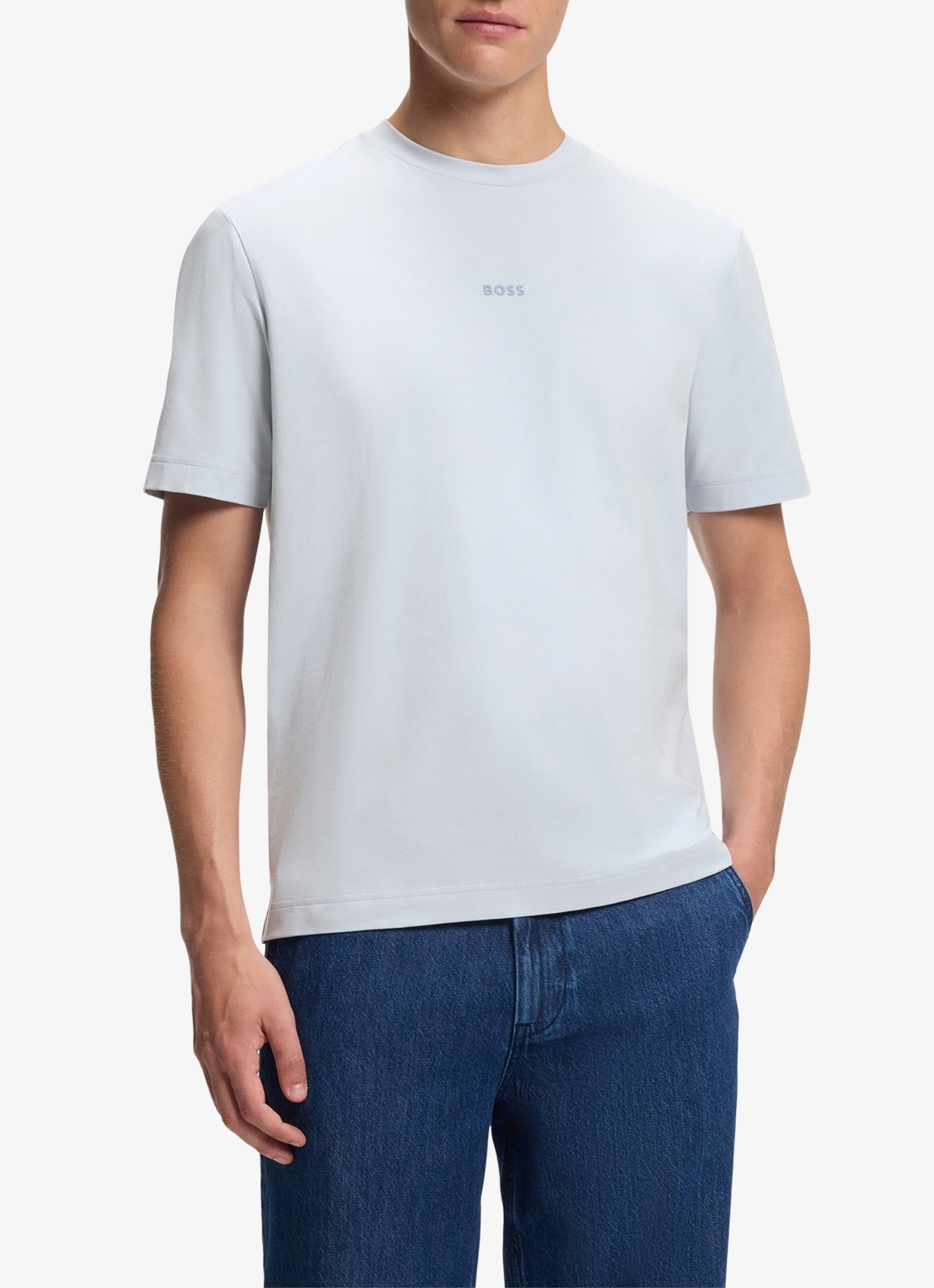 BOSS T-shirt van stretchkatoen met contrastlogo - detail 3 light/pastel grey-054 / grijs