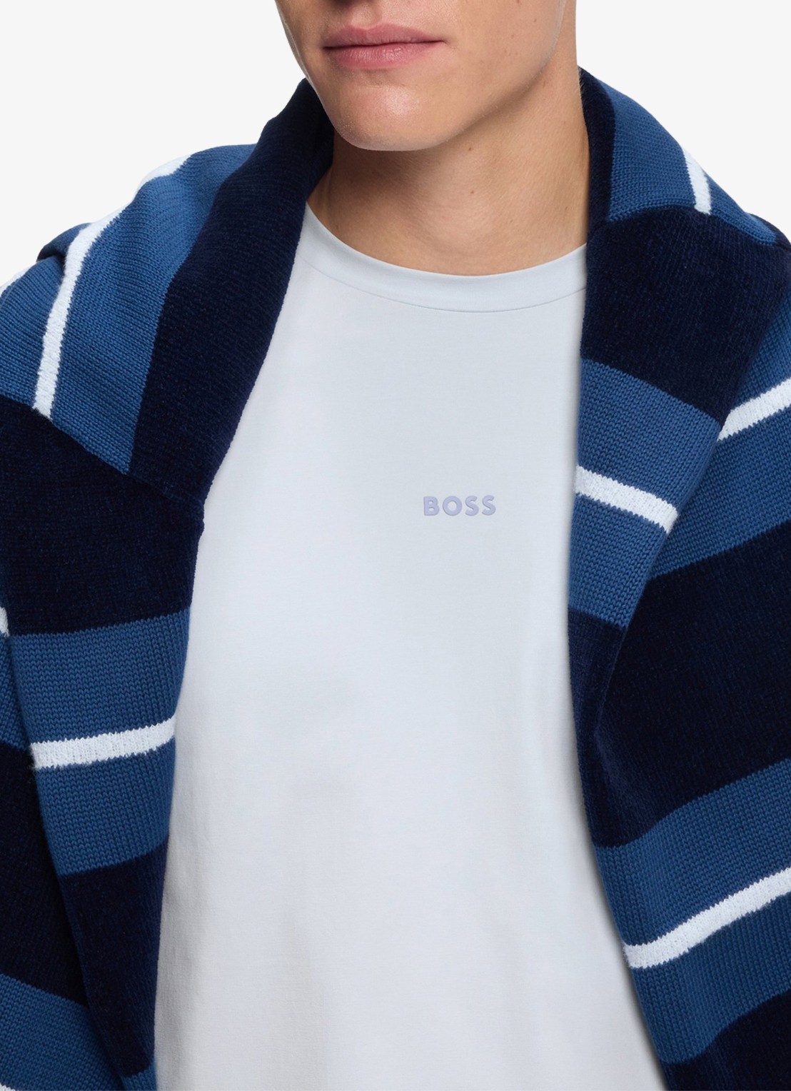 BOSS T-shirt van stretchkatoen met contrastlogo - detail 4 light/pastel grey-054 / grijs