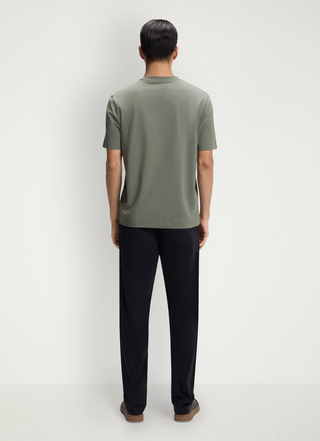 BOSS T-shirt van stretchkatoen met contrastlogo - achterkant 3 open grey-077 / grijs