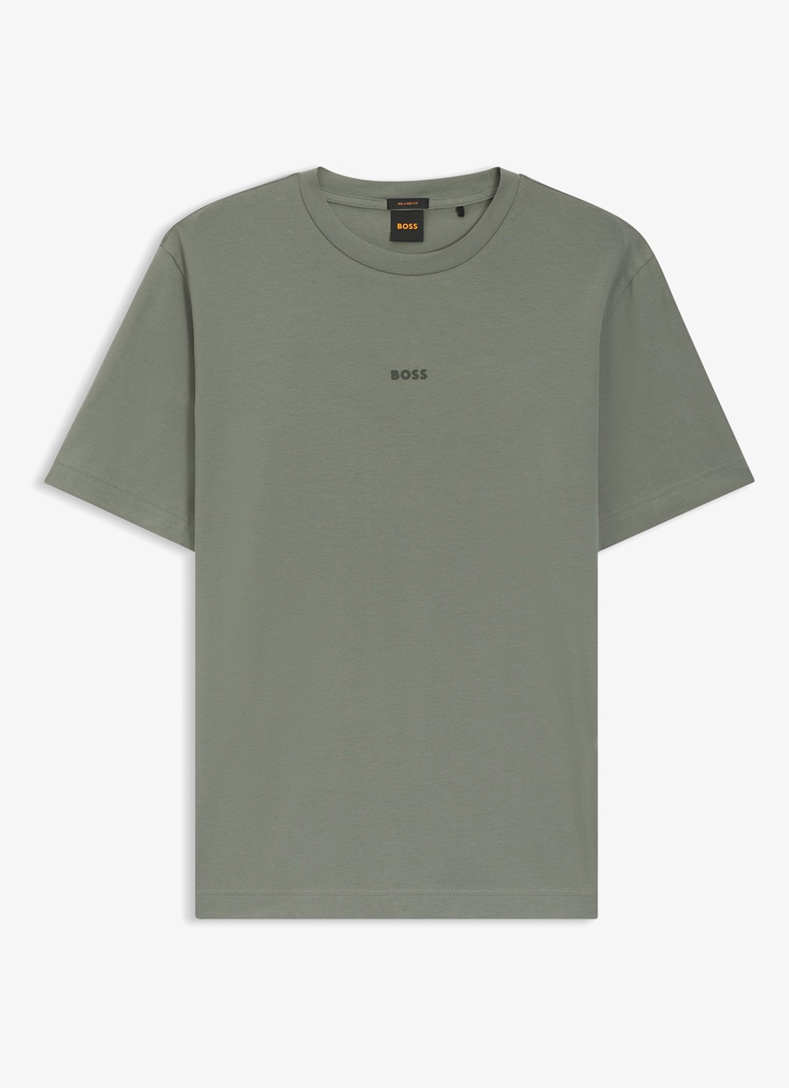 BOSS T-shirt van stretchkatoen met contrastlogo - voorkant open grey-077 / grijs