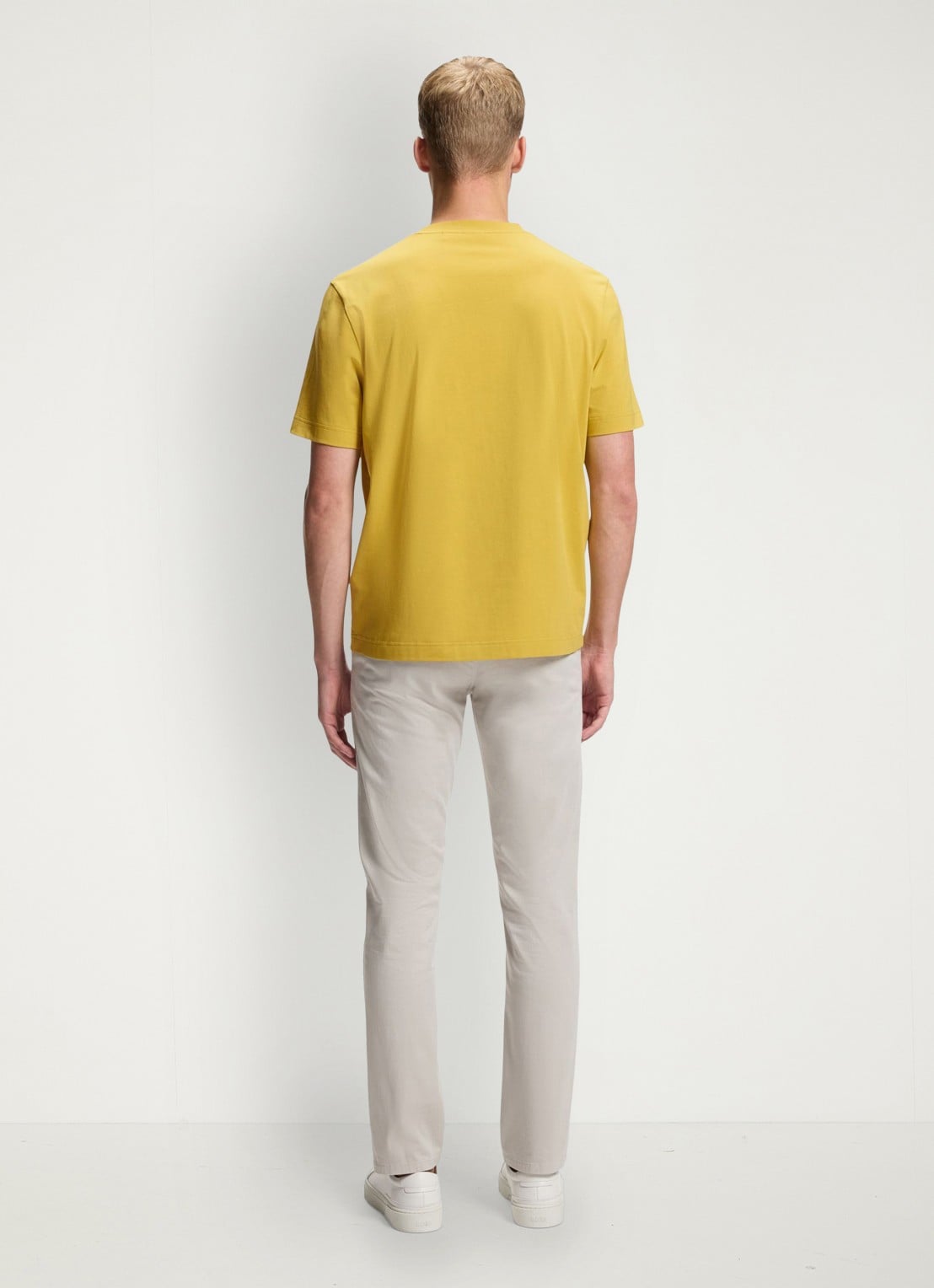 BOSS T-shirt van stretchkatoen met contrastlogo - achterkant medium yellow-721 / geel