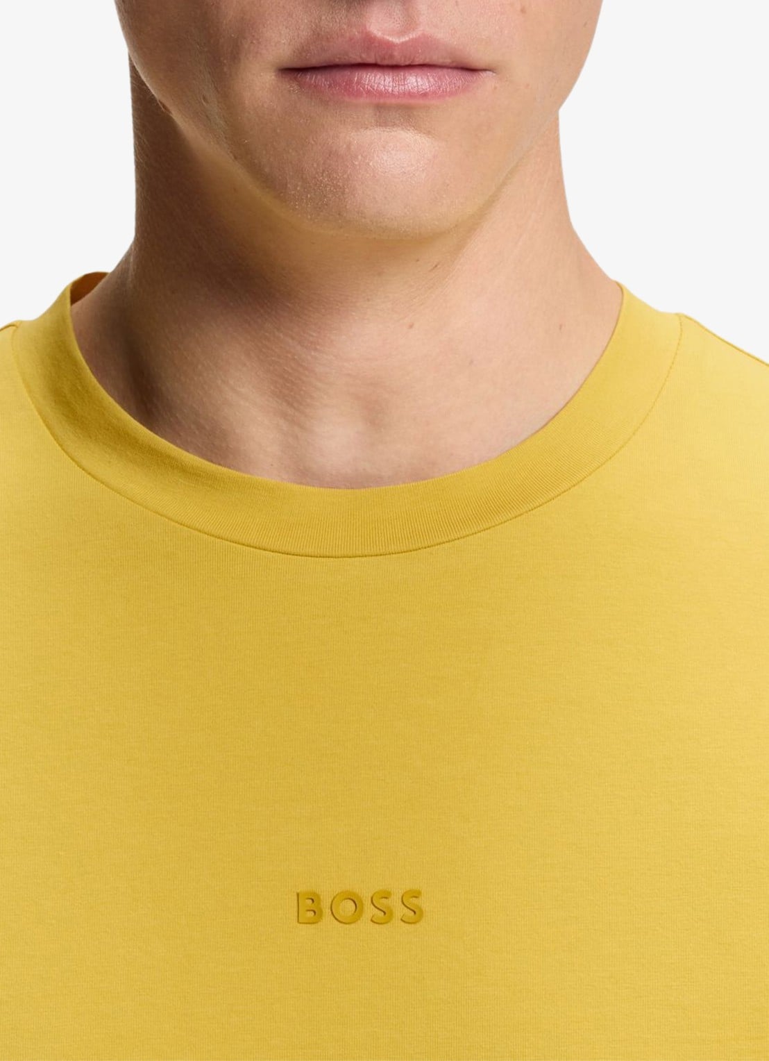 BOSS T-shirt van stretchkatoen met contrastlogo - detail 5 medium yellow-721 / geel