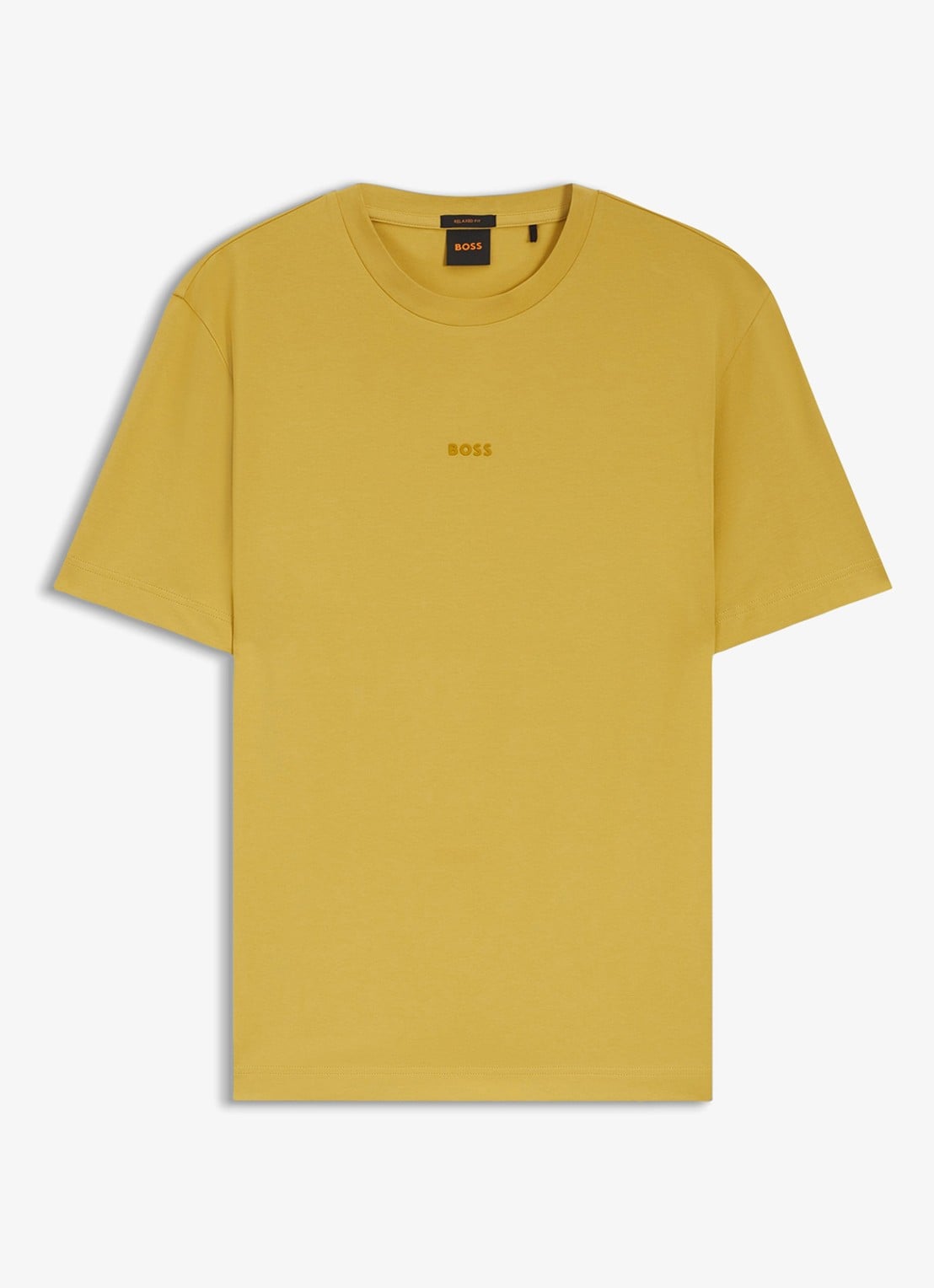BOSS T-shirt van stretchkatoen met contrastlogo - voorkant 2 medium yellow-721 / geel