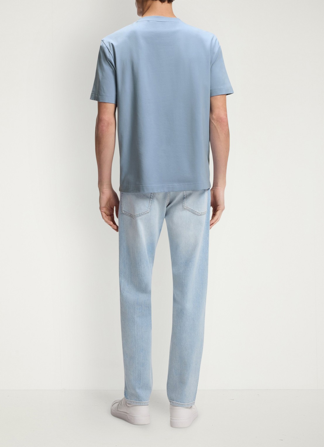 BOSS T-shirt van stretchkatoen met contrastlogo - achterkant light/pastel blue-458 / blauw