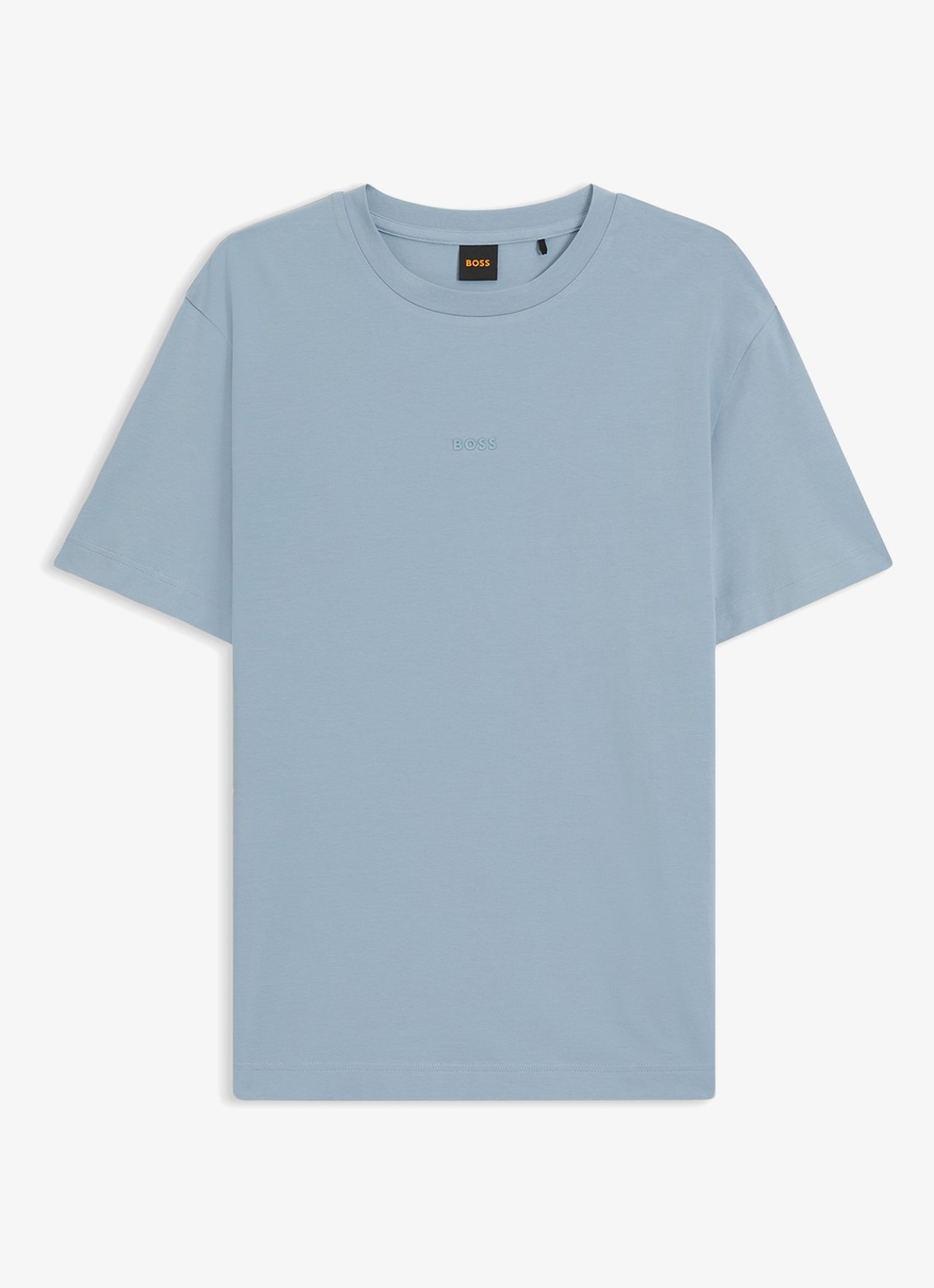 BOSS T-shirt van stretchkatoen met contrastlogo - voorkant 4 light/pastel blue-458 / blauw