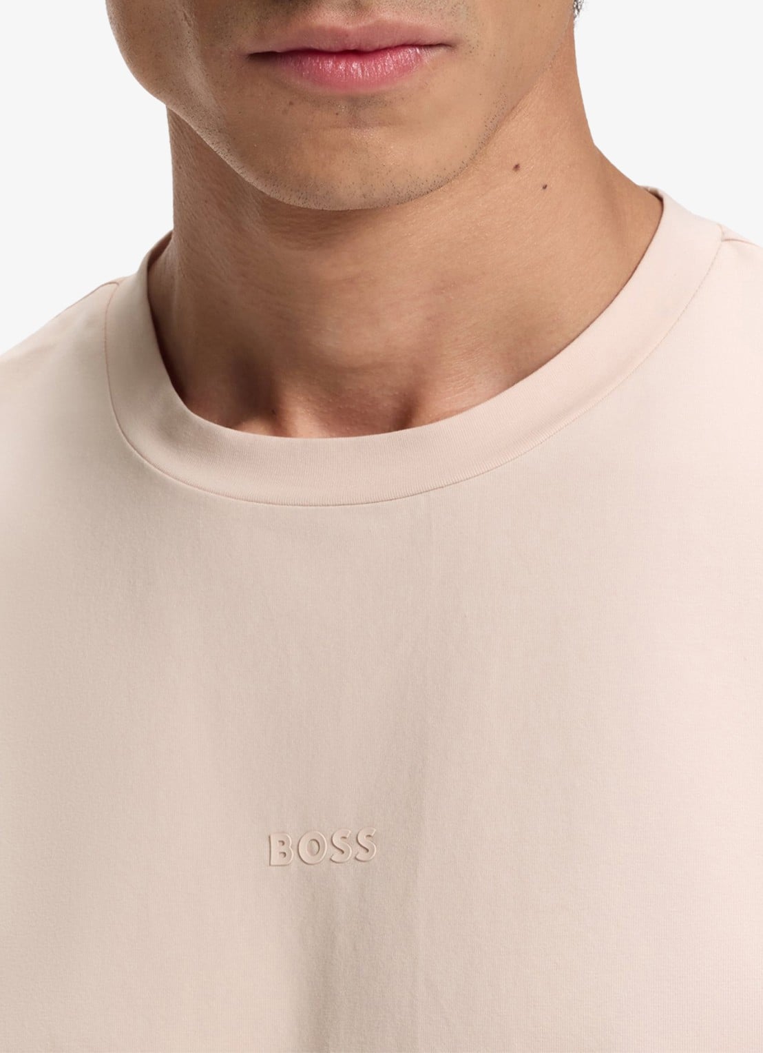 BOSS T-shirt van stretchkatoen met contrastlogo - detail 4 open pink-690 / roze