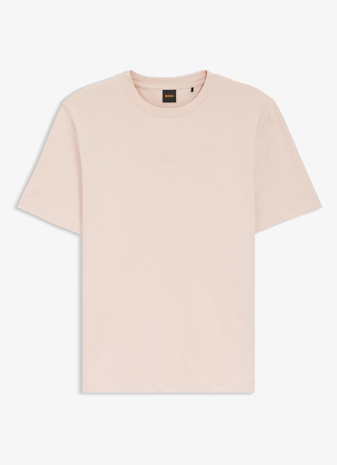 BOSS T-shirt van stretchkatoen met contrastlogo - voorkant open pink-690 / roze