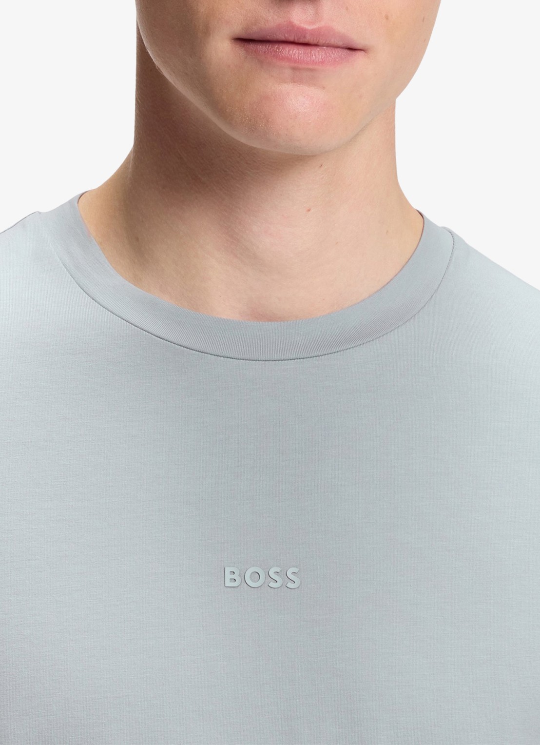 BOSS T-shirt van stretchkatoen met contrastlogo - detail 2 open grey-084 / grijs
