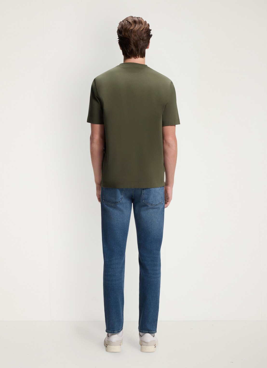 BOSS T-shirt van stretchkatoen met contrastlogo - achterkant 3 bright green-325 / groen