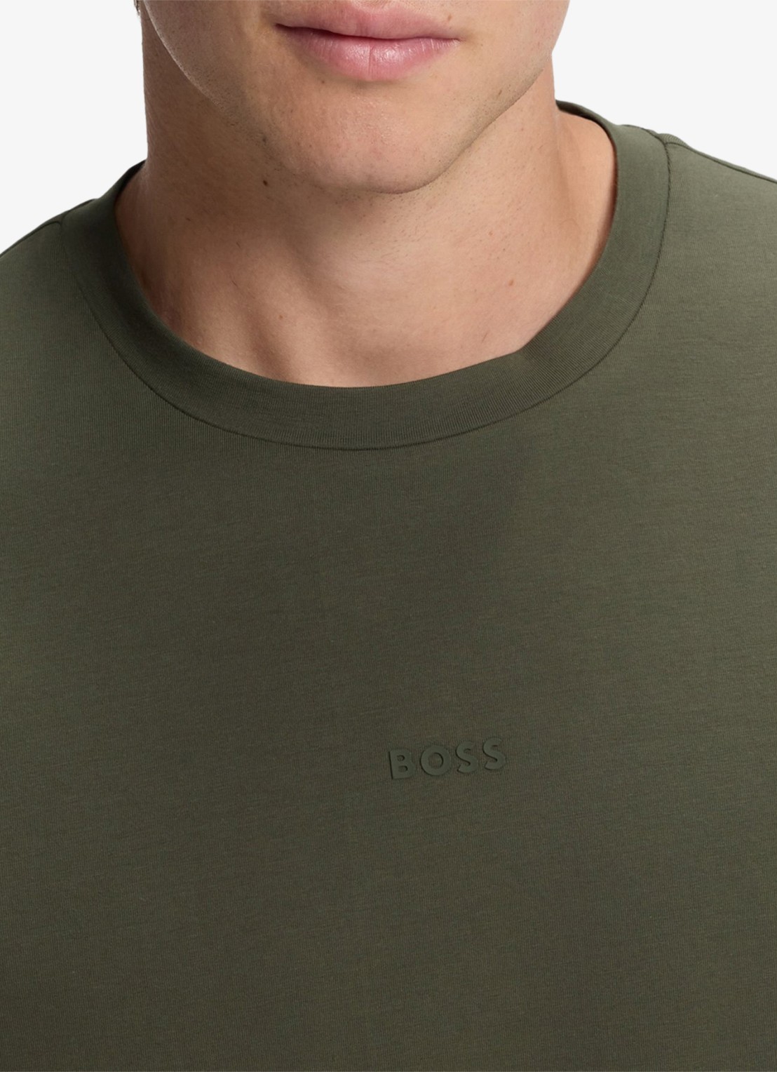 BOSS T-shirt van stretchkatoen met contrastlogo - detail 5 bright green-325 / groen