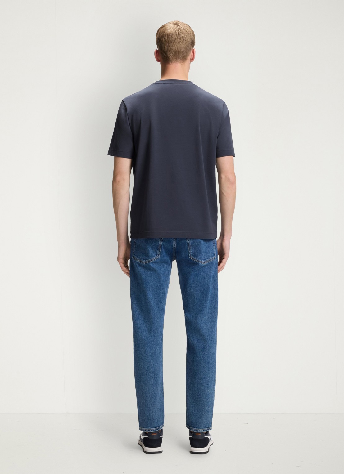 BOSS T-shirt van stretchkatoen met contrastlogo - achterkant 3 dark blue-406 / blauw