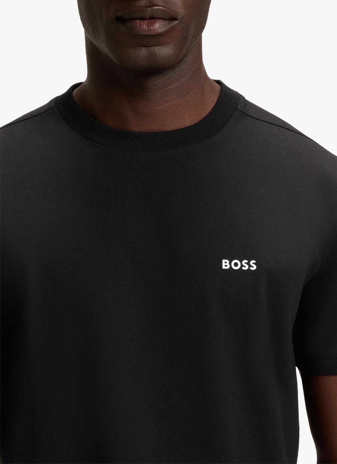 BOSS T-shirt van stretchkatoen met logodetail - detail 5 black-001 / zwart