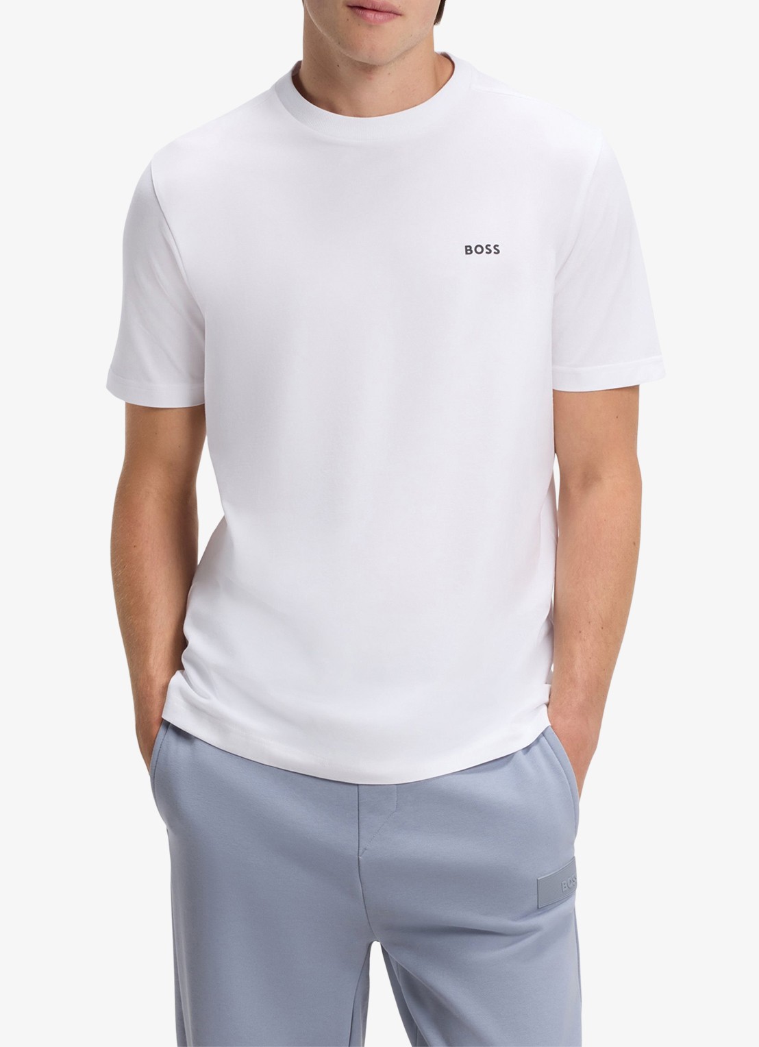 BOSS T-shirt van stretchkatoen met logodetail - detail 4 white-100 / wit