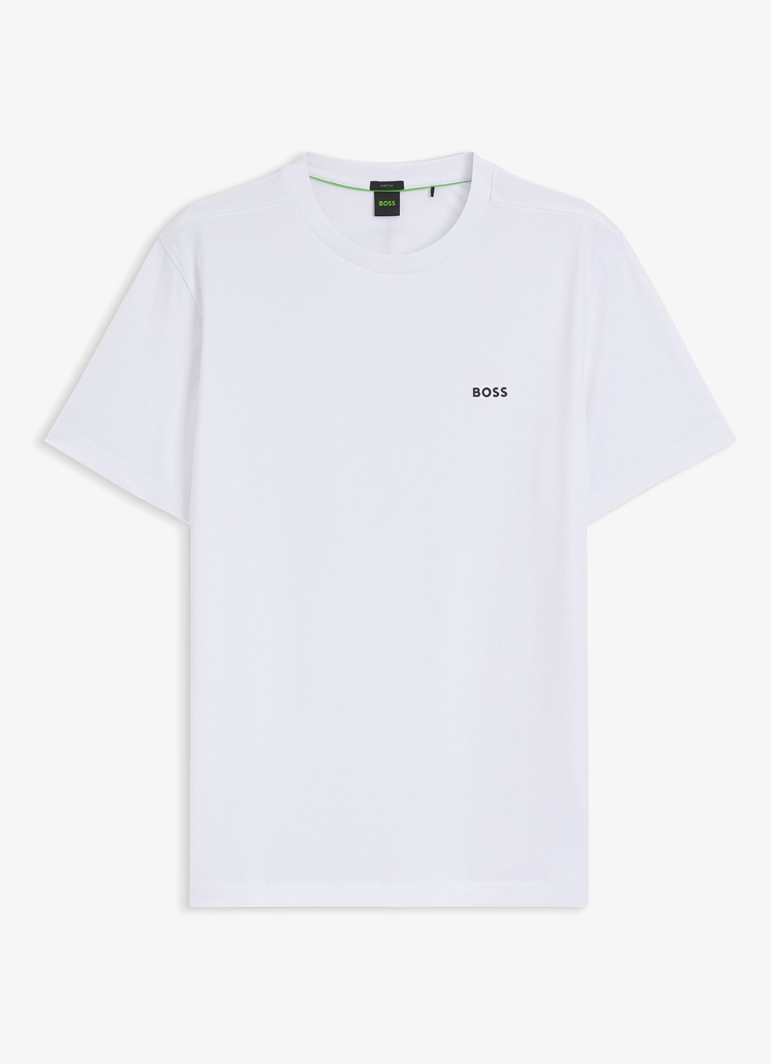 BOSS T-shirt van stretchkatoen met logodetail - voorkant white-100 / wit