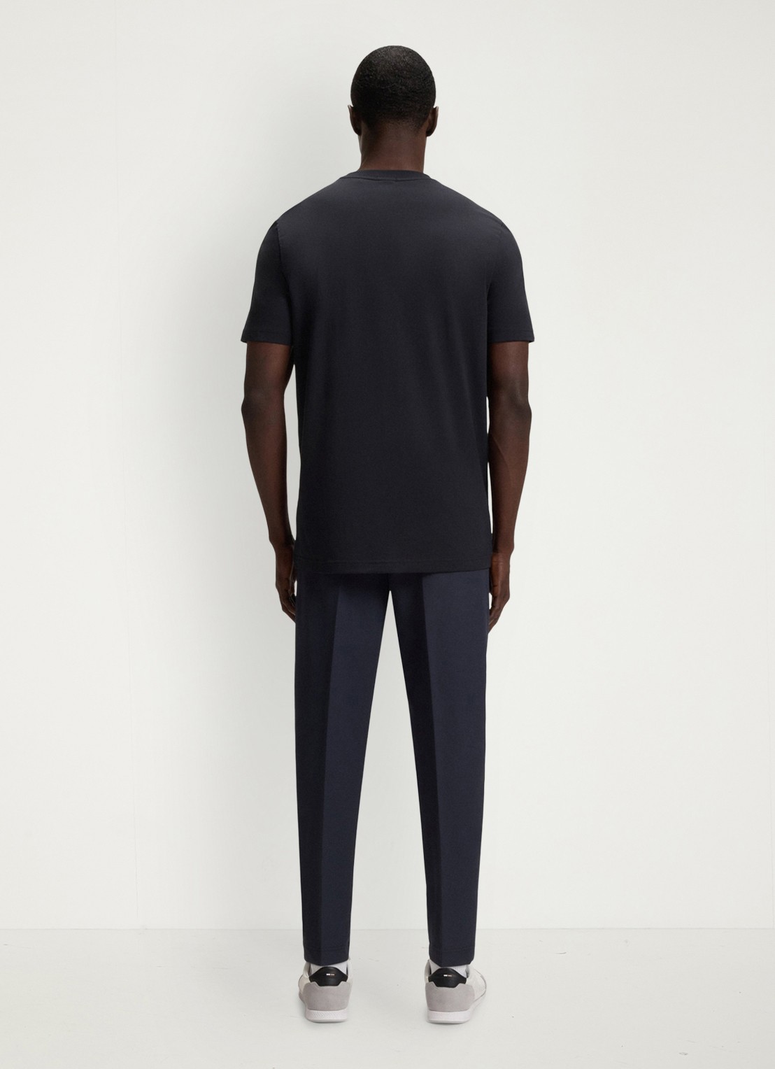 BOSS T-shirt van stretchkatoen met logodetail - achterkant 6 dark blue-402 / blauw