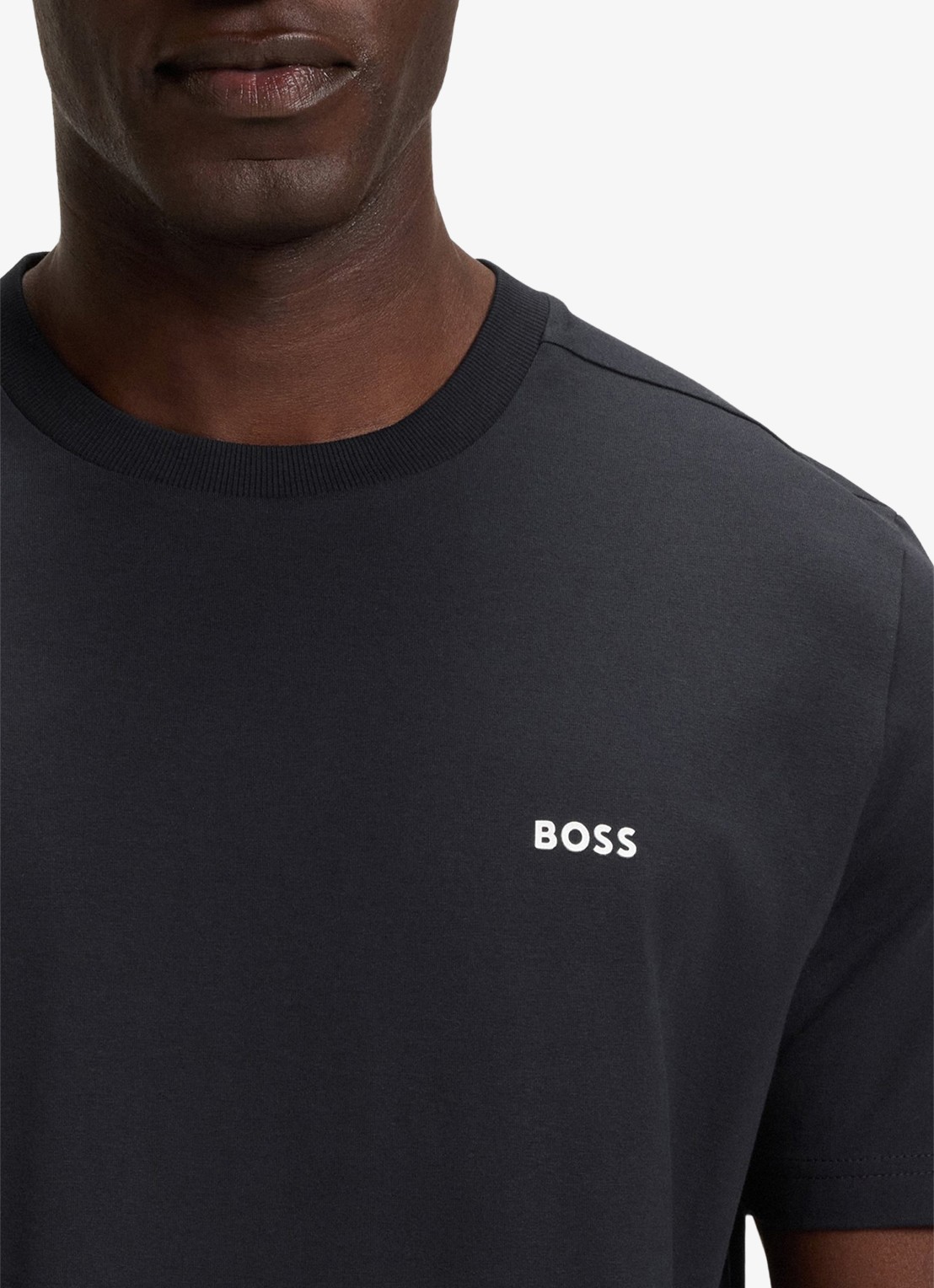 BOSS T-shirt van stretchkatoen met logodetail - detail 2 dark blue-402 / blauw