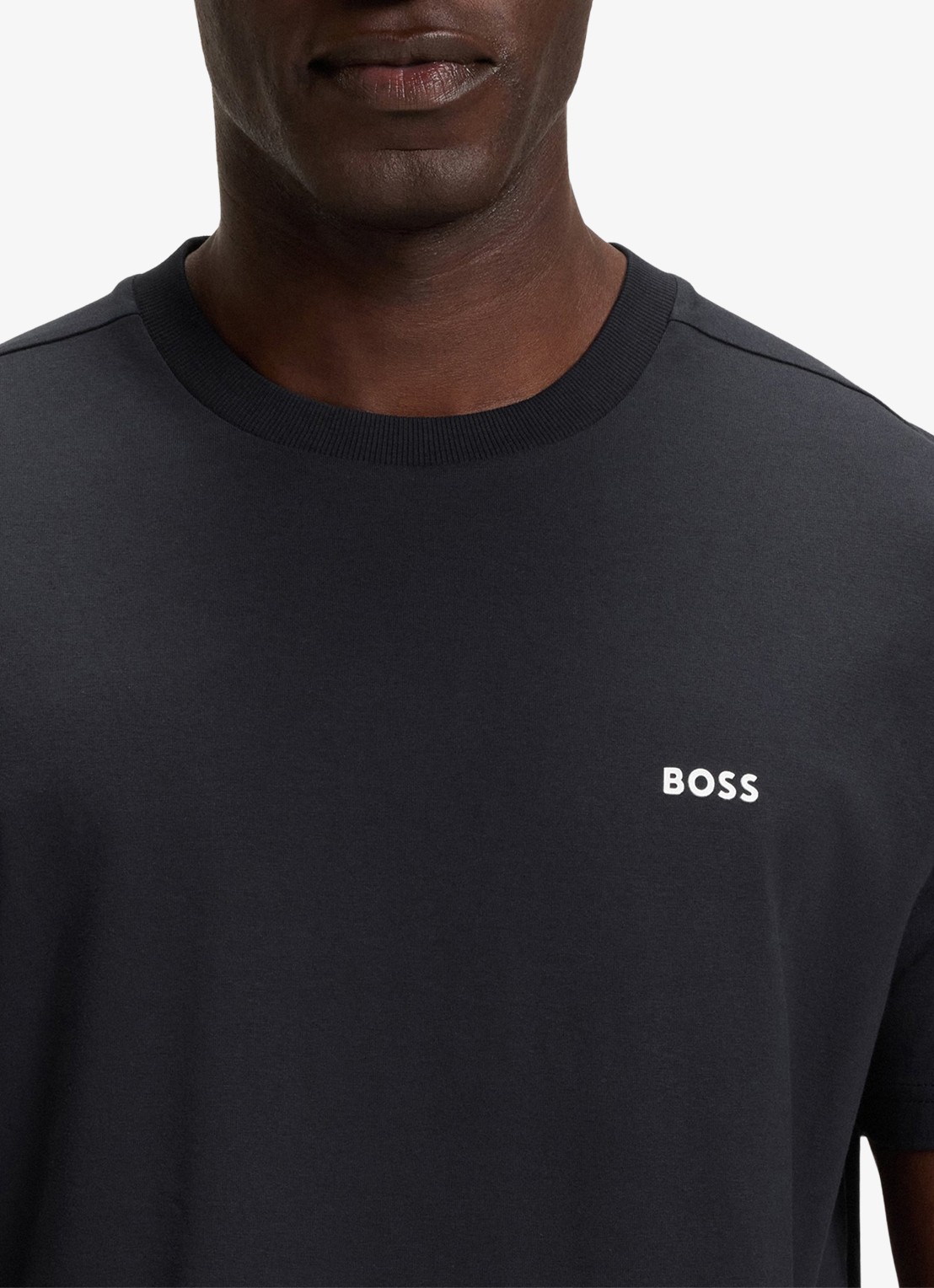 BOSS T-shirt van stretchkatoen met logodetail - detail 3 dark blue-402 / blauw