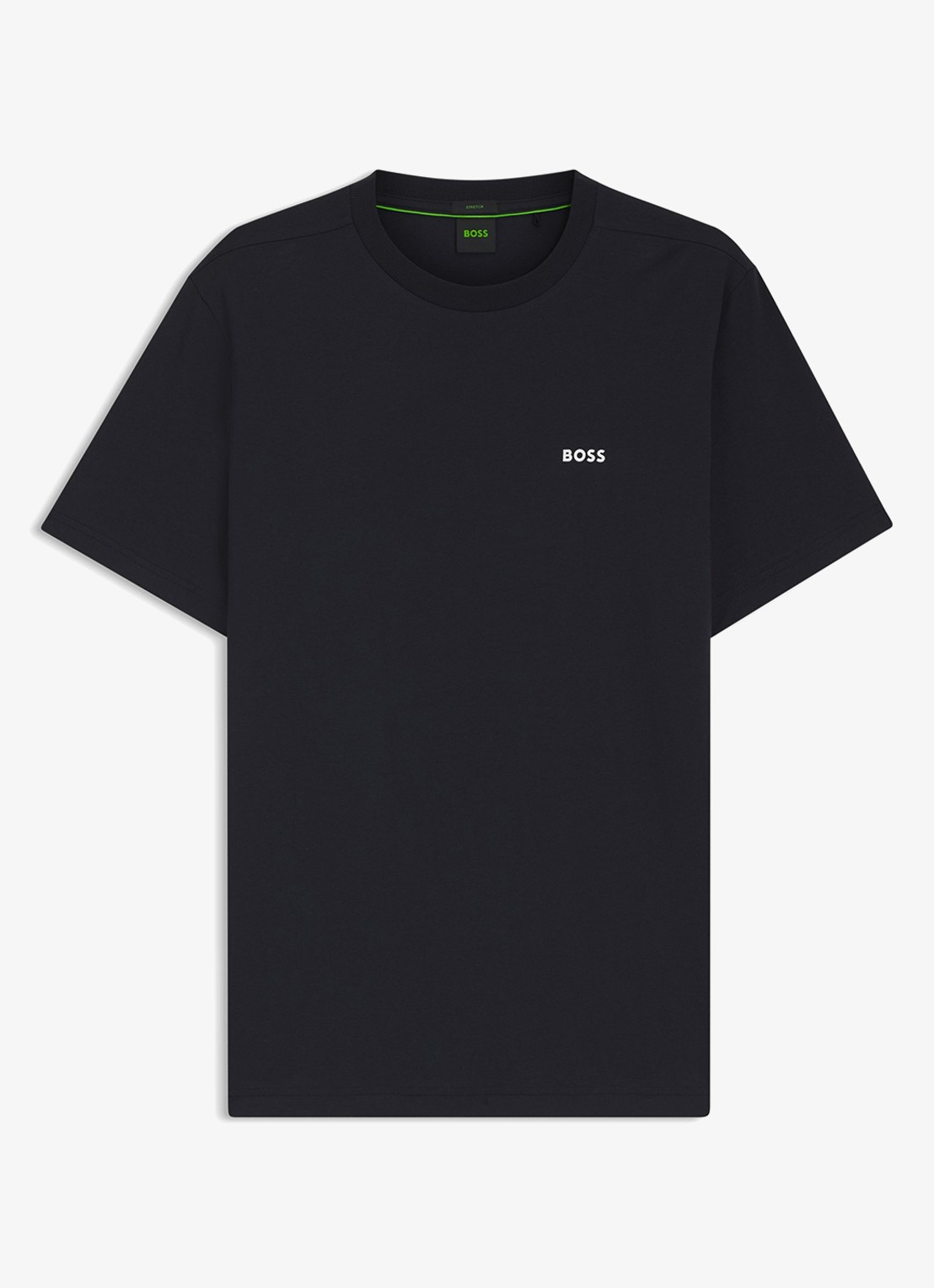BOSS T-shirt van stretchkatoen met logodetail - voorkant 4 dark blue-402 / blauw