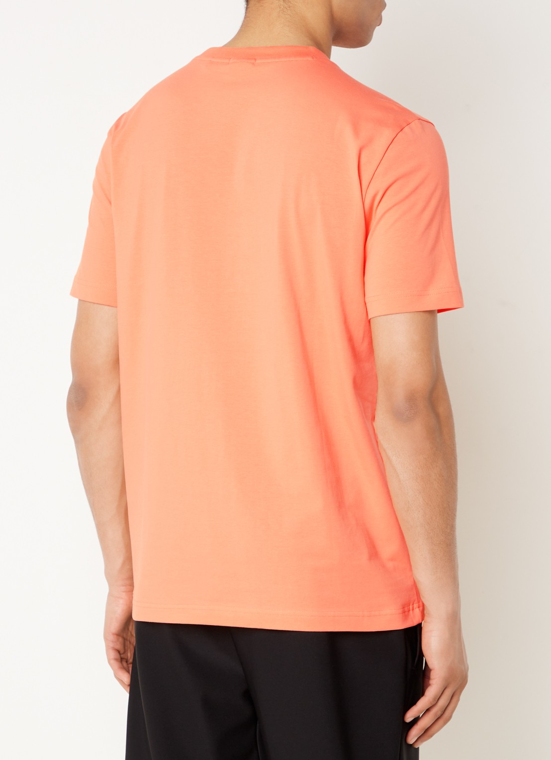 BOSS T-shirt van stretchkatoen met logodetail - achterkant 3 open red-649 / rood