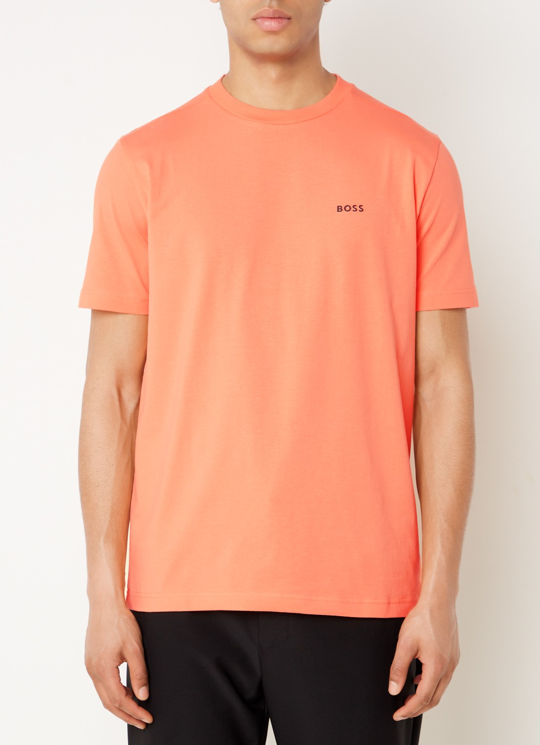 BOSS T-shirt van stretchkatoen met logodetail - detail 4 open red-649 / rood