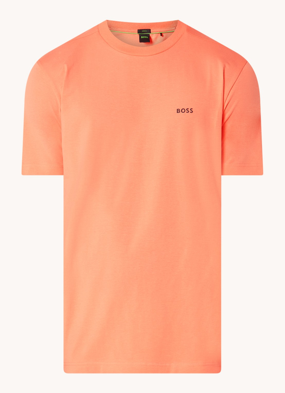 BOSS T-shirt van stretchkatoen met logodetail - voorkant open red-649 / rood