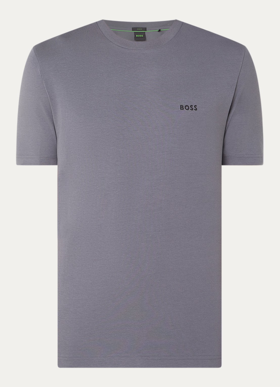 BOSS T-shirt van stretchkatoen met logodetail - voorkant 2 dark beige-251 / beige
