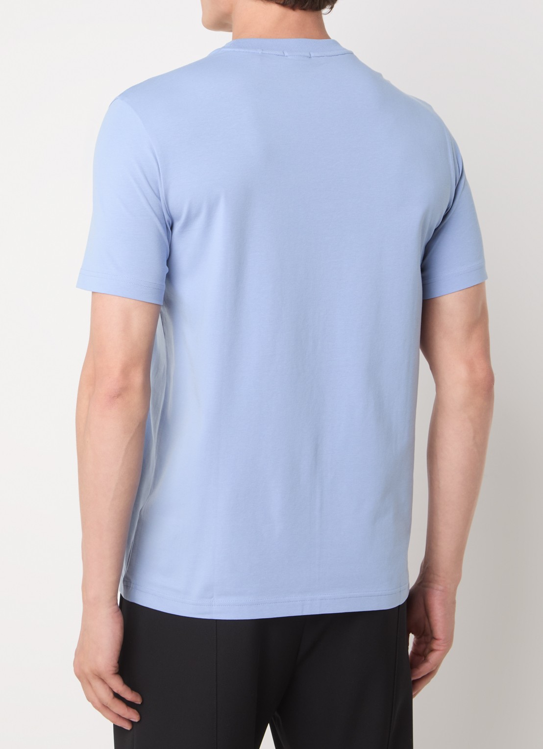 BOSS T-shirt van stretchkatoen met logodetail - achterkant 4 lichtblauw