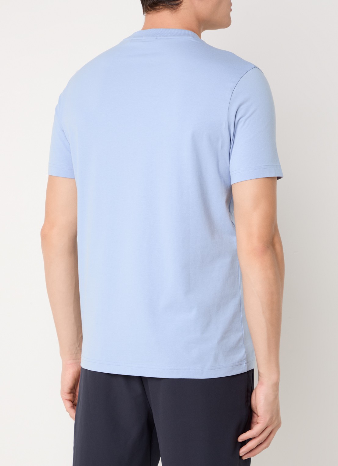 BOSS T-shirt van stretchkatoen met logodetail - achterkant open blue-499 / blauw