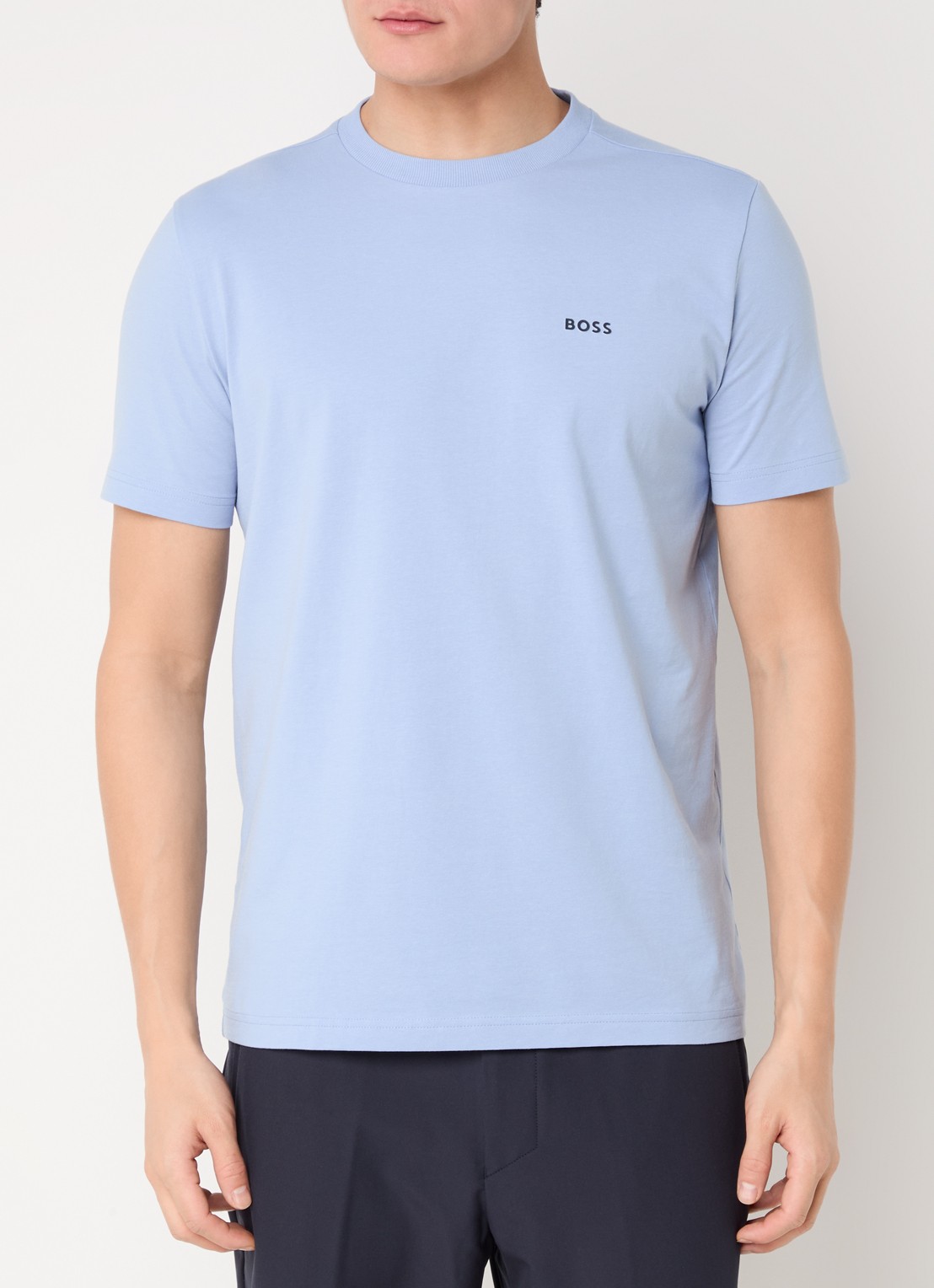 BOSS T-shirt van stretchkatoen met logodetail - detail 2 open blue-499 / blauw