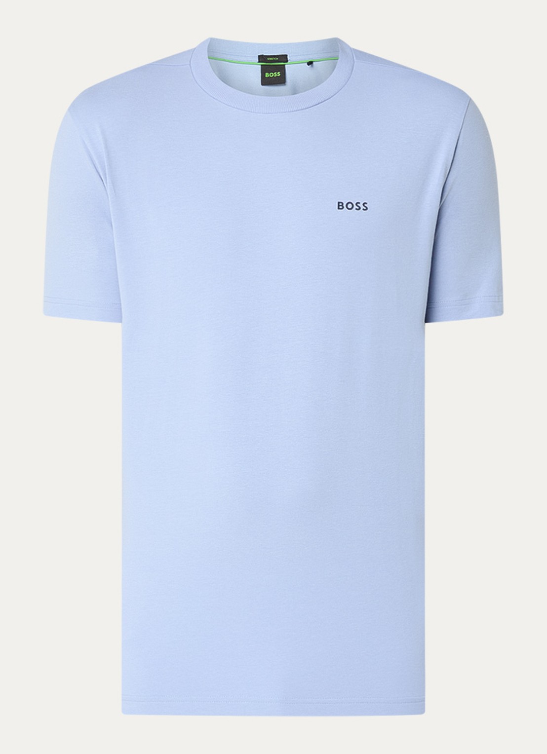 BOSS T-shirt van stretchkatoen met logodetail - voorkant 3 open blue-499 / blauw